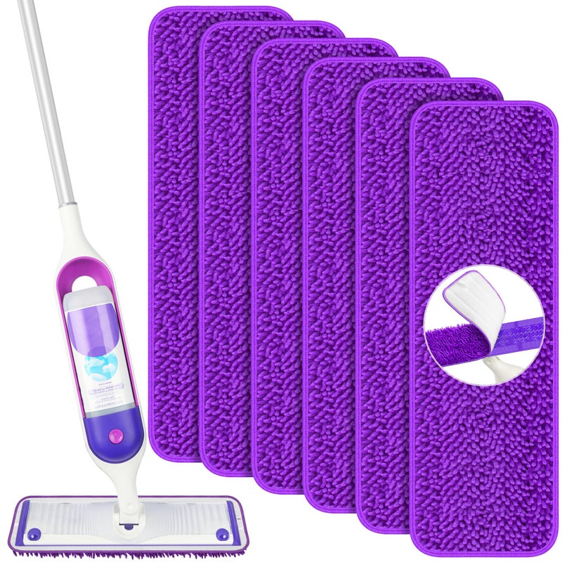 PAPCLEAN Microfiber Mop Pads for Swiffer PowerMop: Papclean Wet Dry Mopping Pads Refill Floor Cleaner - 6 Pcs Reusable Cloths for 13"" -15"" Power Mop Wood Multi-Surface Floor Cleaning - Image 1